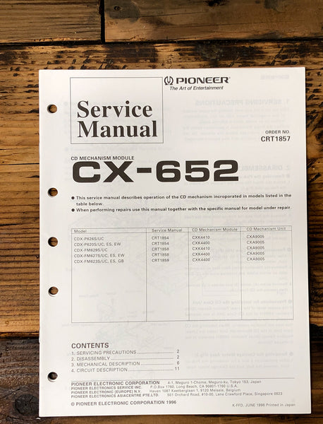 Pioneer CX-652 CD Mechanism  Service Manual *Original*