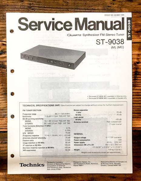 Technics ST-9038 Tuner  Service Manual *Original*