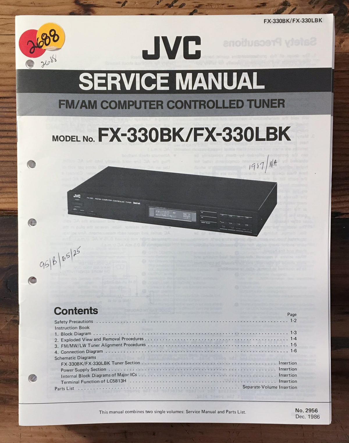 JVC FX-330 BK LBK Tuner Service Manual *Original*