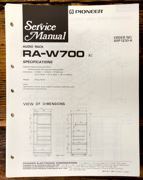 Pioneer RA-W700 Audio Rack Service Manual *Original*