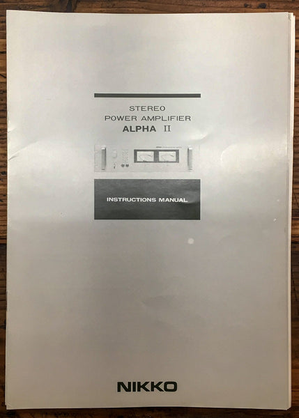 Nikko Alpha II / 2  Amplifier  User / Owners Manual *Original*
