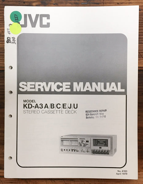 JVC KD-A3 Cassette  Service Manual *Original*