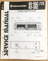 Kenwood KX-55C -5XC -77C Cassette Tape Deck  Service Manual *Original*