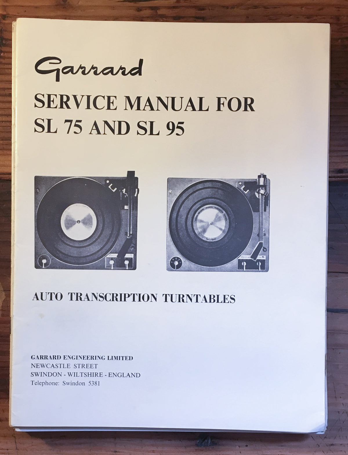 Garrard SL 75 SL 95 Record Player / Turntable  Service Manual *Original*