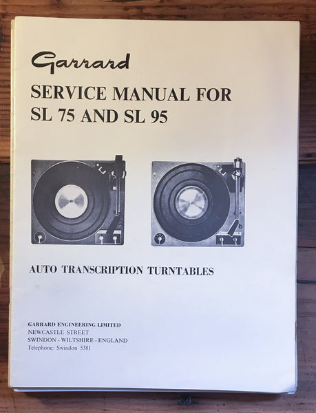 Garrard SL-75 SL-95 Record Player / Turntable Service Manual *Original*