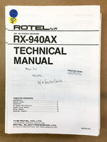 Rotel RX-940 AX RX-940AX Receiver  Service Manual *Original*