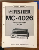 Fisher MC-4026 / MC4026 Stereo System Service Manual *Original*