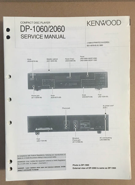 Kenwood DP-1060 DP-2060 CD Player  Service Manual *Original*