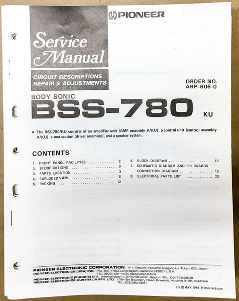 Pioneer BSS-780 Bodysonic Service Manual *Original*