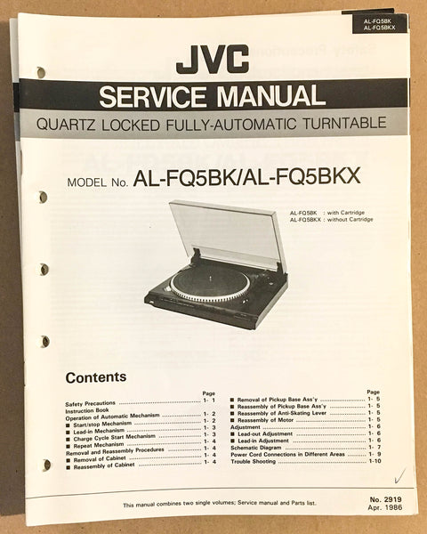JVC AL-FQ5 BK BKX Turntable / Record Player  Service Manual *Original*