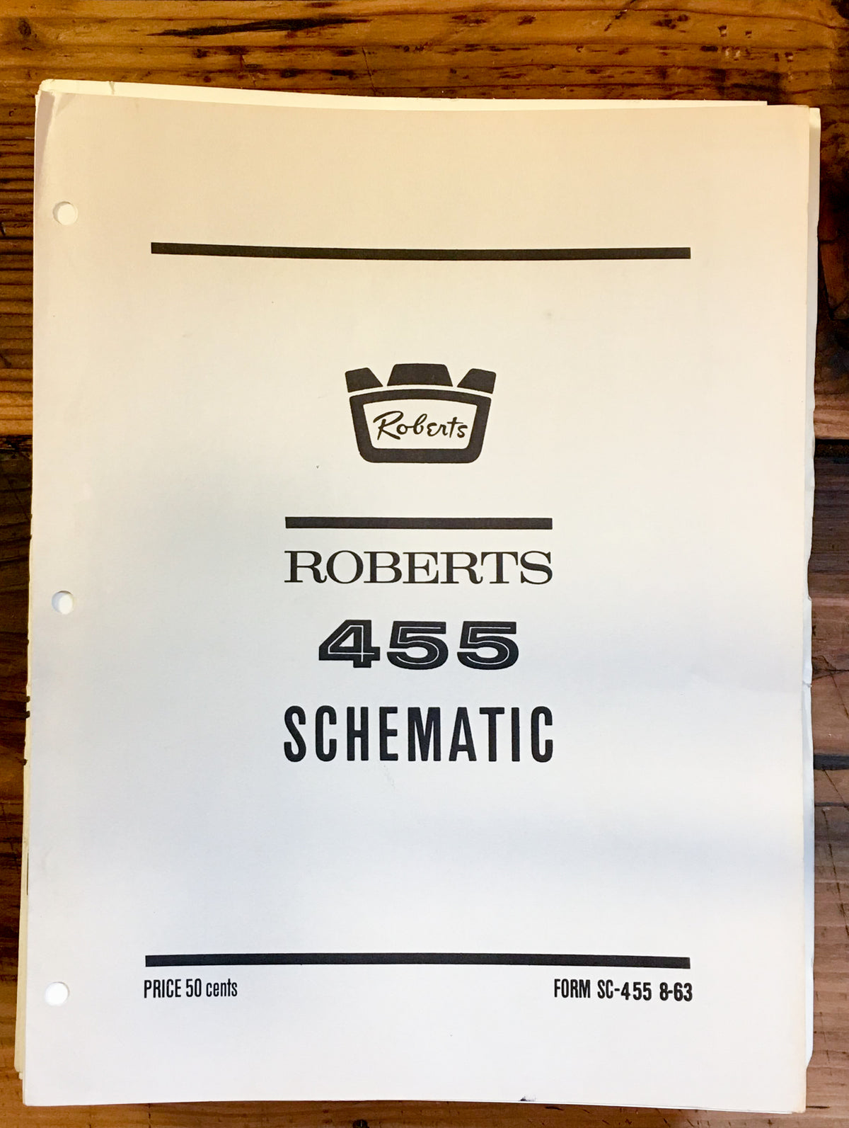 Roberts Model 455 Reel to Reel Fold Out Schematic *Original*