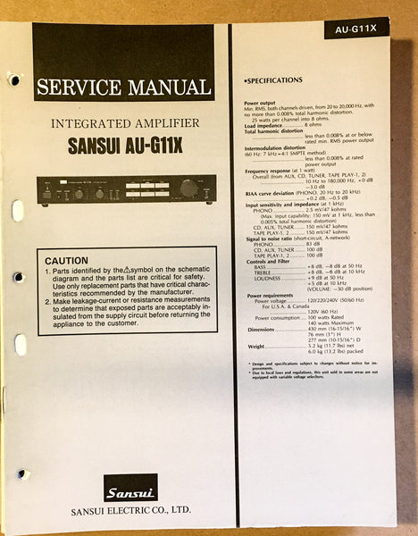 Sansui AU-G11X Amplifier Service Manual *Original*