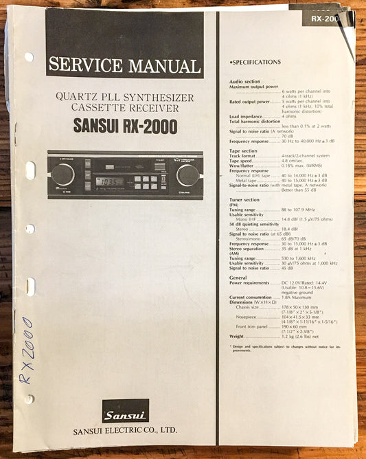 Sansui RX-2000 Receiver  Service Manual *Original*