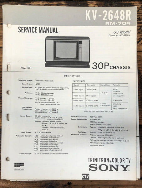 Sony KV-2648R TV  Service Manual *Original* #2