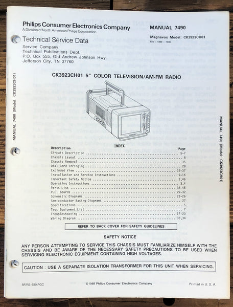 Philips CK3923 CH01 Portable Radio TV  Service Manual *Original*