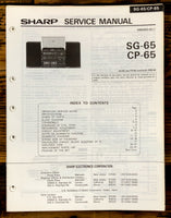 Sharp SG-65 CP-65 Radio / Stereo System Service Manual *Original*