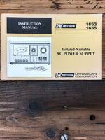 B&K Precision Model 1653 1655 AC Power Supply  Owner / User Manual *Original*