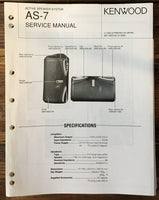 Kenwood AS-7 Speaker Service Manual *Original*