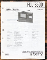 Sony FDL-3500 Watchman / TV  Service Manual *Original*