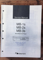 Nakamichi MB-1s MB-2s MB-3s CD Player Service Manual *Original*