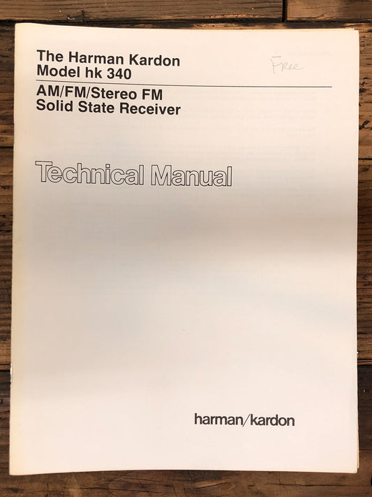Harman Kardon HK Model 340 Receiver  Service Manual *Original*