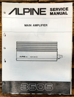 Alpine Model 3505 Power Amplifier  Service Manual *Original*