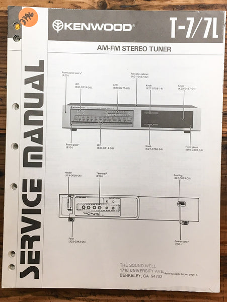 Kenwood T-7 Tuner  Service Manual *Original*