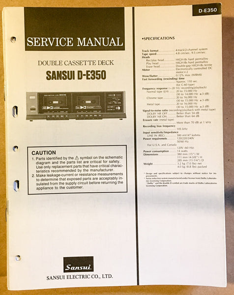 Sansui D-E350 Cassette / Tape Player Service Manual *Original* #2