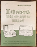 Wollensak 2548 AV 2551 AV 2568 AV Cassette  Owners Operating Manual *Original*