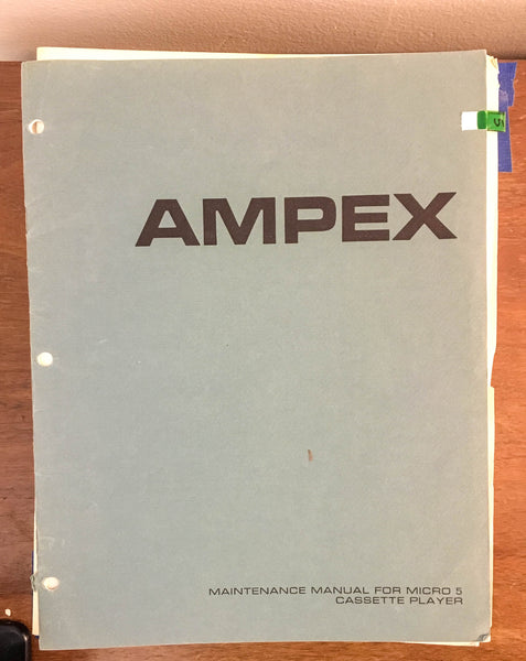 Ampex Micro 5 Cassette Player / Reocorder Service Manual *Original*