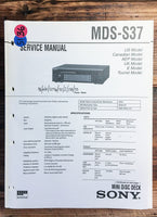 Sony MDS-S37 Mini Disc MD Recorder  Service Manual *Original*