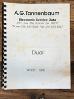 Dual  Model 1009 Turntable Tannenbaum Service Manual *Original*