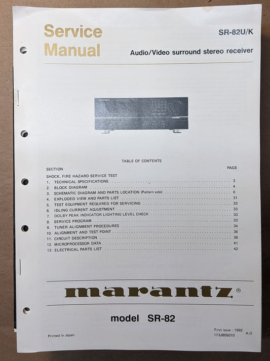 *Original* Marantz SR-82U SR-82 U Receiver Service Manual