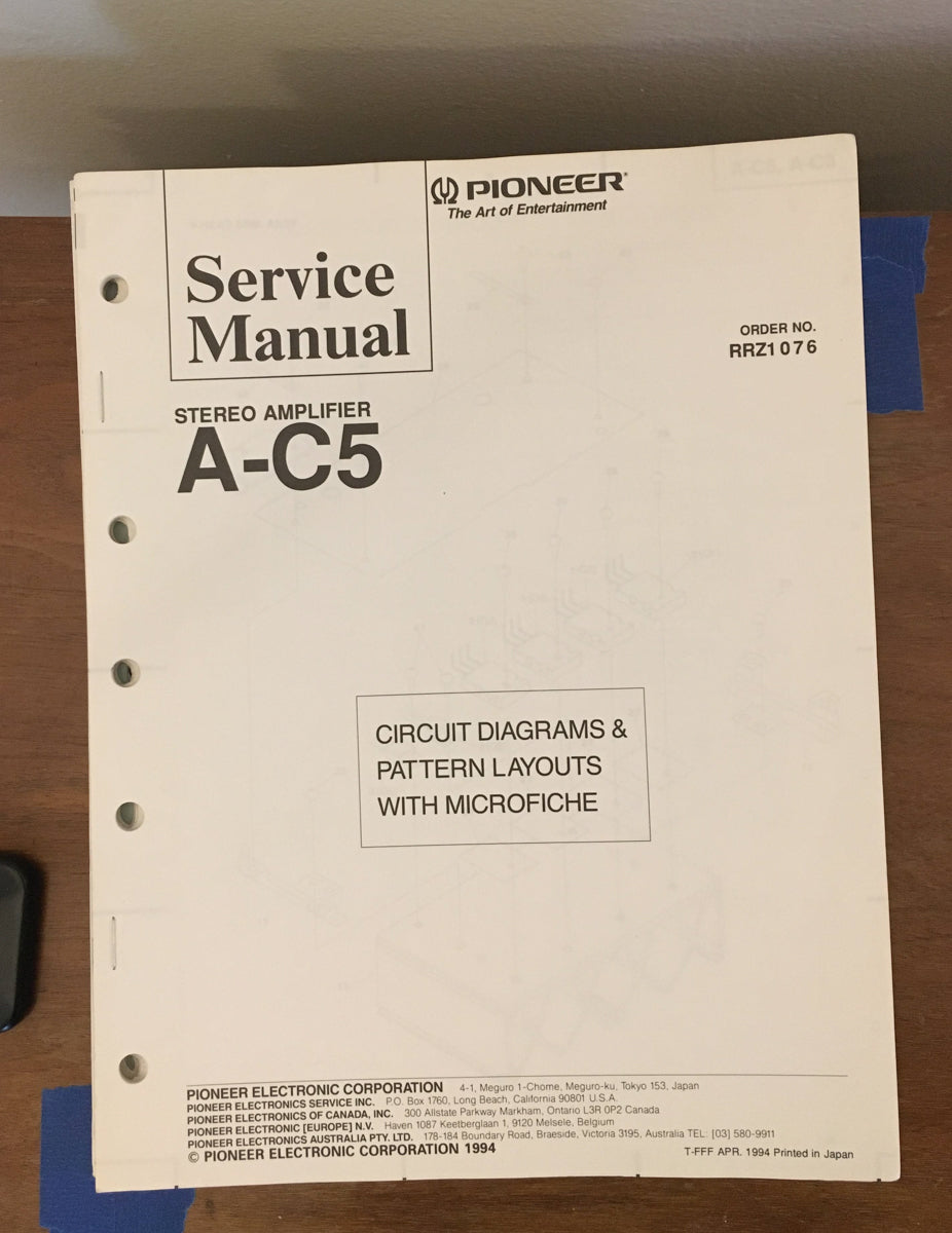 Pioneer A-C5 Amplifier Service Manual *Original*