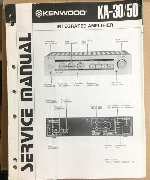 Kenwood KA-30 KA-50 Amplifier  Service Manual *Original*