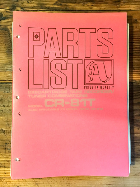 Akai CR-81T Tape Recorder Parts List Manual *Original*