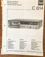 Dual C814 Cassette Deck Service Manual Notice *Original*