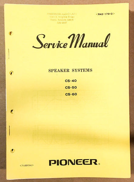 Pioneer CS-40 CS-50 CS-60 Speaker  Service Manual *Original*