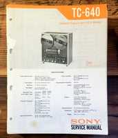 Sony TC-640 Reel to Reel Service Manual *Original* #2