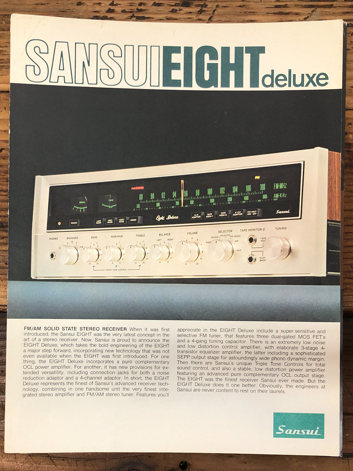 Sansui 8 / Eight Deluxe Receiver 6 pg Foldout  Dealer Brochure *Orig*