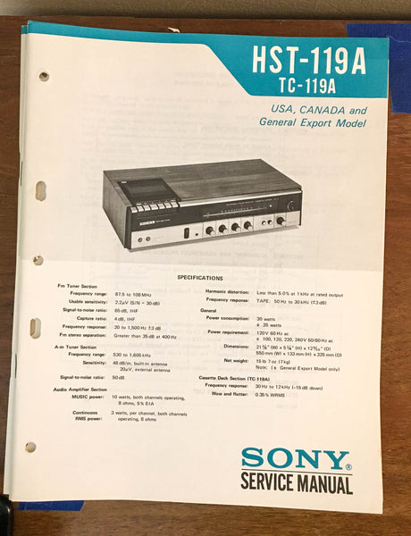 Sony HST-119A TC-119A Stereo Music System Service Manual *Original*