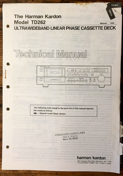 HK Harman Kardon TD-262 TD-262 Cassette Service Manual *Original*
