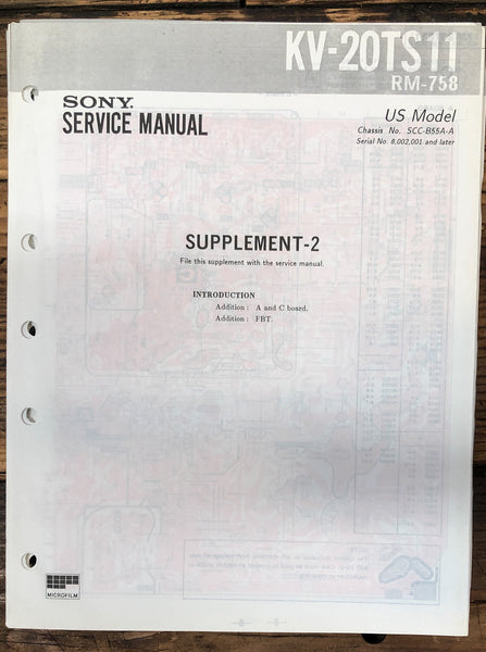 Sony KV-20TS11 TV Supp. Service Manual *Original*