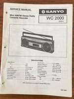 Sanyo WC 2000 RADIO CASSETTE Service Manual *Original*