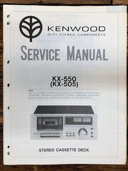 Kenwood KX-550 KX-505 Cassette  Service Manual *Original*