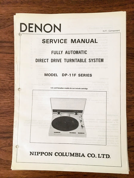 Denon DP-11F Turntable / Record Player Service Manual *Original*