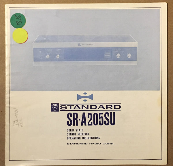 Standard Radio SR SR-A105SU Receiver  Service Manual *Original*