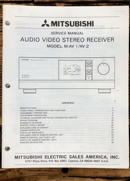 Mitsubishi M-AV M-AV2 Amplifier Service Manual *Original*