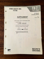 Sony FH-7 TC-78C Component Stereo Service Manual Supplement 1 *Original*