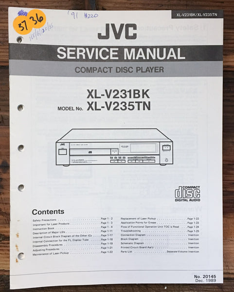 JVC XL-V231 V235 CD Player  Service Manual *Original*
